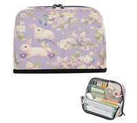 miaozhen Pencil Carrying Case Large Capacity Pen Bags Zip Organizer Box for Boys School Supply Easter Purple Bunny lapicera para ninas