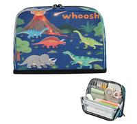 miaozhen Pencil Carrying Case Large Capacity Pen Cases Expandable Stationery Pen Bag for Man Middle School Cartoon Dark Blue Dinorsaur Jungle Volcano lapicera para ninos