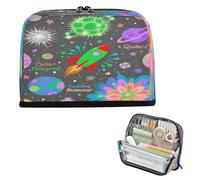 miaozhen Pencil Case Bag Large Capacity Pen Case Organizer Sturdy Stationery Organizer for Teen Preppy School Cartoon Space Planet Earth Dark Gray cartera para lapices escolares de nina
