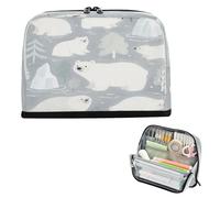 miaozhen Pencil Case Bag Large Capacity Storage Bag High Capacity Stationery Pen Bag for Nursravel Cute White Polar Bear estuches para lapices