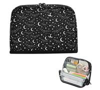 miaozhen Pencil Case Box Large Capacity Case Pencil Holder Expandable for Preppy School Supply Spooky White Bat Moon Star lapiceras para ninas