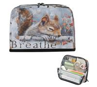 miaozhen Pencil Case Box Large Capacity Storage Bag Multi-Purpose Stationery Storage for Kids High School Supplies Oil Painting Breathe Animal Squirrel Cloud White bolso para herramientas