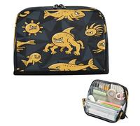 miaozhen Pencil Case Holder Large Capacity Makeup Bags High Capacity Stationery Bag for Teens Preppy School Angry Animal Shark Fish Orange Black cartuchera escolar para adolescentes