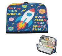 miaozhen Pencil Case Holder Large Capacity Pen Bags With Slot Organizer Box for Preppy Preppy School Supplies Fun Space Ship Moon cartuchera escolar para ninos