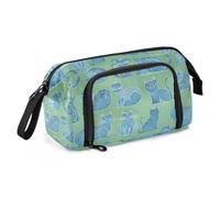 miaozhen Pencil Case Large Capacity Bags With Zipper Multifunctional School Supplies For Teen Girls for Adults College Cartoon Russian Bluecats Green para la escuela