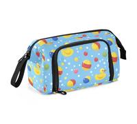 miaozhen Pencil Case, Large Capacity, Large Pencil Case with Handle, Pencil Case with Compartments for Nursing Cosmetics, the Duckling in the Bath, Lagicera para Ninas