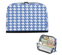 miaozhen Pencil Case Large Capacity Pen Bags Expandable Stationery Pencil Case for Kids Grade School Supplies Classical Blue White Houndstooth bolsa para lapices