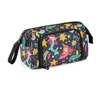 miaozhen Pencil Case Large Capacity Pencil Storage Case with Zipper Case with Pencil Holder for Nurse School Supply Cartoon Mermaids Unicorns Rainbows Five-pointed Stars estuche de lapices para