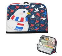 miaozhen Pencil Case Organizer Large Capacity Make Up Bag Standing Case Pencil Holder for Girls College Independence Day Pigeon White lapicera para ninas