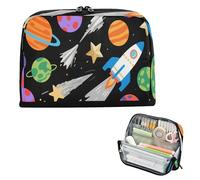 miaozhen Pencil Case Organizer Large Capacity Make Up Bag Zip Multi-Purpose Bag for Kids School Supply ROCKETS Moon Space Planet bolsas para eramientas