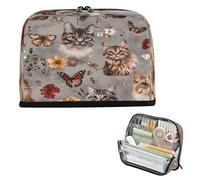 miaozhen Pencil Case Organizer Large Capacity Pen Bag Zip Stationery Pencil Case for Teen School Supplies Cute Somali Cats Realistic Style Gray lapiceras para ninos