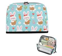 miaozhen Pencil Cases Large Capacity Pen Case Portable Stationery Bag for Women High School Childish Bunny White Blue cartuchera escolar para adolescentes