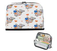 miaozhen Pencil Holder Case Large Capacity Pen Case Organizer Multifunctional Case Pencil Holder for Adolescentes School Hippo Funny Animal Flying White Heart Orange estuches para el colegio