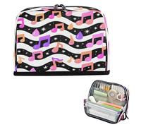 miaozhen Pencil Holder Large Capacity Pen Bag Wide Opening Organizer Box for Women Middle School Purple Pink Colorful Note Black White Wave estuche para colores