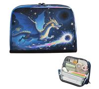miaozhen Pencil Holder Large Capacity Pen Bags Wide Opening Multi-Purpose Bag for Girls High School Mystic Dragon Space Dark Blue cartucheras para ninas