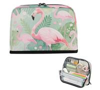 miaozhen Pencil Pen Case Large Capacity Makeup Pouches Wide Opening Stationery Storage for Preppy Middle School Jungle Animal Flamingo Pink Green bolsa para lapices de ninos