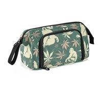miaozhen pencil pouches Large Capacity Compartment Pencil Case Portable Brush And Pencil Case for Kids Travel Animal Baboon Japanese Style Sea Green lapiceras para lapices