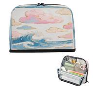 miaozhen pencil pouches Large Capacity Pen Bag Large Stationery Pen Bag for Adolescentes High School Japanese Auspicious Clouds and Waves estuche de lápices para ninas