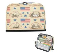 miaozhen pencil pouches Large Capacity Storage Bag Zip Desk Organizer for Teens Travel Independence Day Blue White Red lapiceras para ninos