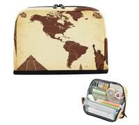 miaozhen pencil poucheses Large Capacity Makeup Bags With Compartment Stationery Pencil Case for Teacher Kindergarten Retro American Continent Brown lapiceras para ninos