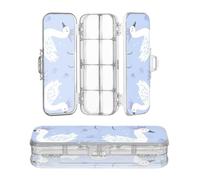 miaozhen Pencil Storage Box Clear Double-Deck Swan Crown Blue Cute Cartoon Pens Case Boxes For Stationery Supplies With Snap And Lid