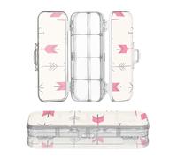 miaozhen Pencil Storage Box Clear Double Deck Tourism Illustration Arrow Ruby Pen Storage Containers For Stationery With Snap-Tight Lid