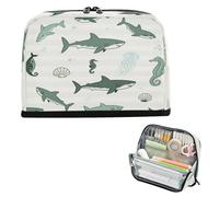 miaozhen Pencil Storage Case Large Capacity Storage Bag Lightweight Multi-Purpose Bag for Student School Ocean Animal Fish Shark Dark Green Stripe estuche para lapices de nino