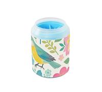 miaozhen Pink Flowers and Green Birds Reusable Paw Cleaning Cup with Soft Silicone Brush Feet Bathing Brush for Small Medium Large Breed Dogs, Cats limpiador de Patas para perro