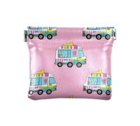 miaozhen Pink Ice Cream Truck Summer Cash Coin Purse Cute Pocket Purse Makeup Bag for Ladies Handbag para monedas, Pink ice cream truck summer, One Size