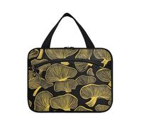 miaozhen Plant Mushroom Gold Black hanging travel bag with hanging with hook, designer chic for travel accessories bolso de para mujer L, plant mushroom gold black, Modern