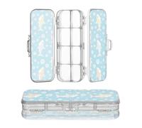 miaozhen Plastic Box For Pencils Double-Deck under Marine Shark Bubble Baby Blue Pens Case Hard Boxes For Stationery Supplies With Snap Lid