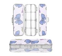 miaozhen Plastic Pencil Box Clear 2 Layer Fake Glitter Cartoon Bow Peach Pens Case Transparent Hard For School With Snap Lid