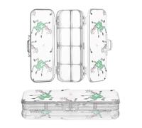 miaozhen Plastic Pencil Box Clear 2 Layer Funny Horse Dancing White Green Hard Boxes Pens Case For Craft Art With Snap Lid