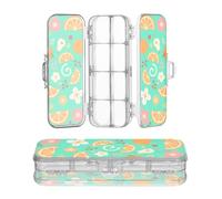 miaozhen Plastic Pencil Box Clear 2 Layer Orange Pear Floral Texture Green Storage Pens Case For Stationery Supplies With Snap Lid