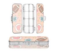 miaozhen Plastic Pencil Box Clear Double Deck Rugby Ball Goal Pink Heart Just Play Pattern Pens Case Hard For Craft Art With Snap-Tight Lid