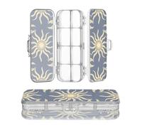 miaozhen Plastic Pencil Box Clear Double Layer William Morris Style Design Sun Dark Blue Pens Case Boxes For School With Snap Lid