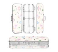 miaozhen Plastic Pencil Box Double Deck Childish Spaceship ROCKETS Star Yellow Storage Pens Case For Art Supplies With Lid