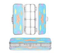 miaozhen Plastic Pencil Box Double Deck Ocean Animal Starfish Blue Colorful Transparent Pens Cases For Art Supplies With Lid