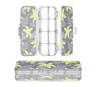 miaozhen Plastic Pencil Box Double Layer Fluorescent Green Orchid Flowers and Leaf Storage Pens Case For School With Snap Lid