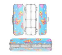 miaozhen Plastic Pencil Box Double Layer Ocean Animal Tropical Fish Blue Colorful Pencil Containers For Stationery Supplies With Snap And Lid