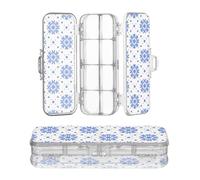 miaozhen Plastic Pencils Box Clear 2 Layer Snowflake Blue Polka Dot Pens Cases For Stationery Supplies With Snap Lid