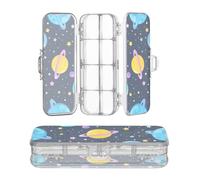 miaozhen Plastic Pencils Box Clear Double Deck Cartoon Cute Colorful Planet Pencil Container For Kids With Snap-Tight Lid