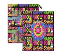 miaozhen Pockets 3 Hole Punched 2 Pack Tie Dye Happy 100th Day of School
