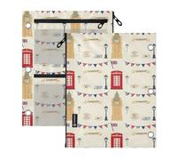 miaozhen Pockets 3 Hole Punched 2 PCS London England Union Jack English
