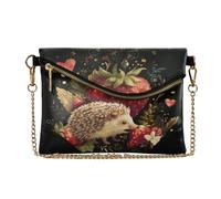 miaozhen PU Leather Clutch Purses for Women Minimalist Style Wristlet Wallet Key Holder for Wedding Cute Hedgehog Black Valentina bolsa elegante para mujer