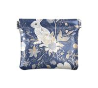miaozhen Rabbit Blue Vintage Women Men Leather Coin Purses Portable Change Purse with Clasp for Ladies pequena para, Rabbit Blue Vintage, One Size