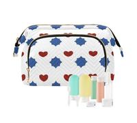 miaozhen Red and Blue Love 4th Of July Independence Day Hanging Travel Toiletry Bag Zipper Change Purse for Toiletry Organizer maquillaje, Red and blue love 4th of July Independence Day, Modern