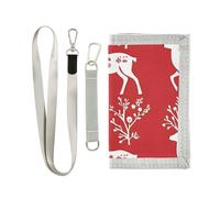 miaozhen Reindeer Scandinavian Folk Style Red trifold wallets for women unique sturdy tri fold wallet with lanyard billetera para hombre, Reindeer Scandinavian Folk Style Red, One Size