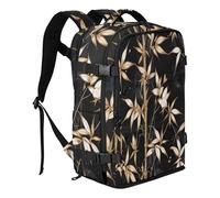miaozhen School Backpack 15.6 Laptop Bag for school 20L | Water Resistant Lightweight College Computer Bag Black Gold bamboos Design Laptop Bag 16 Inch For Airplanes mochila para