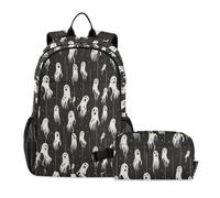 miaozhen School Backpack With Lunch Bag Poltergeist Hanging Ghosts Hallween 18L/Backpack And Lunch Box For Boys,9-10 years,set de mochila y lonchera para ni?as